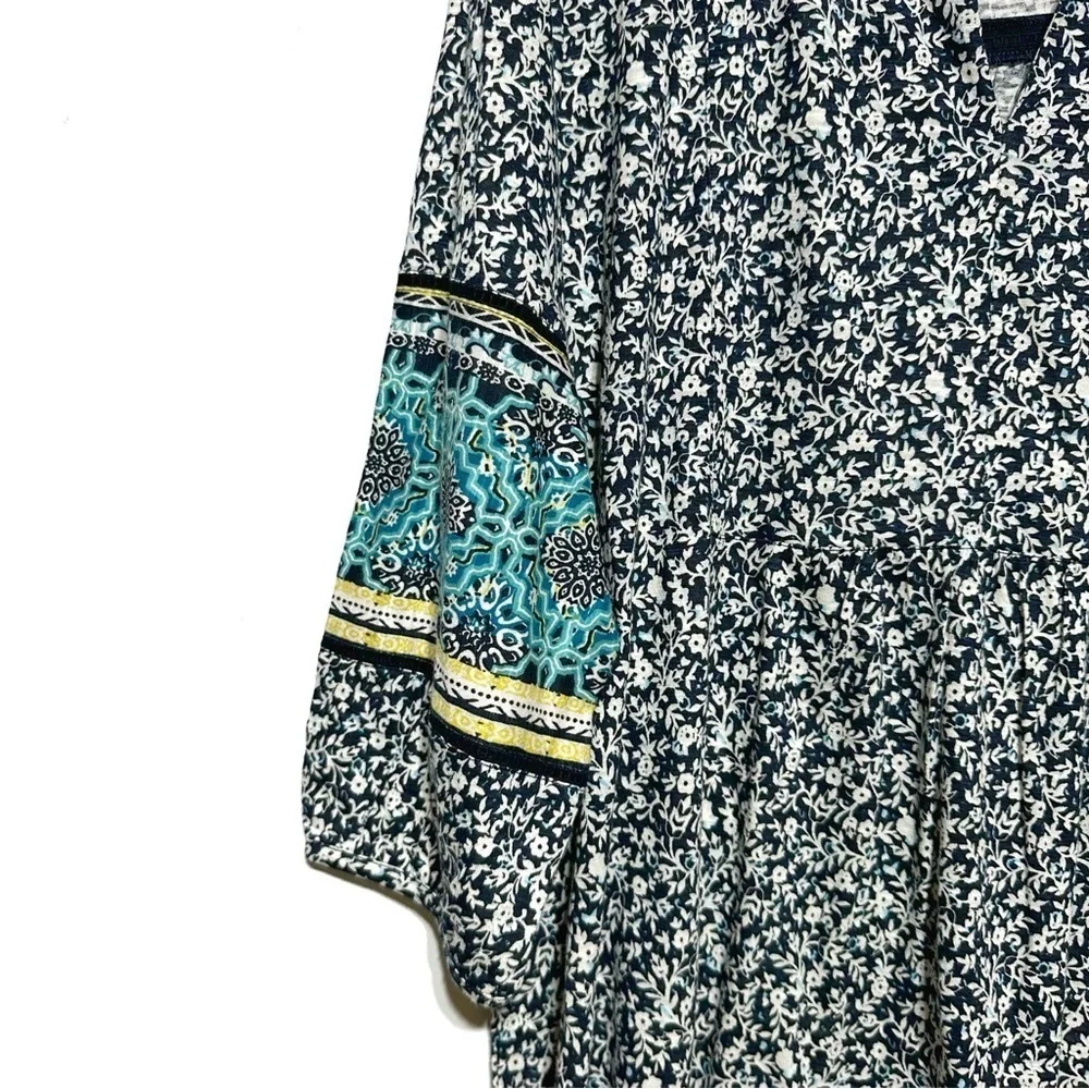 J. Jill Cotton Blend Floral Print Boho Tunic Top In Petite Large Multicolored - Picture 5 of 10